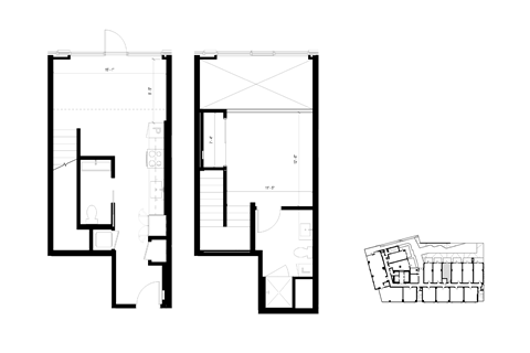 Floor plan for 1 bed, 1.5 baths, 827 sqft